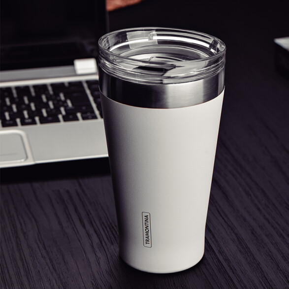 Vaso térmico blanco con tapa 550ml. "EXATA" TF6713