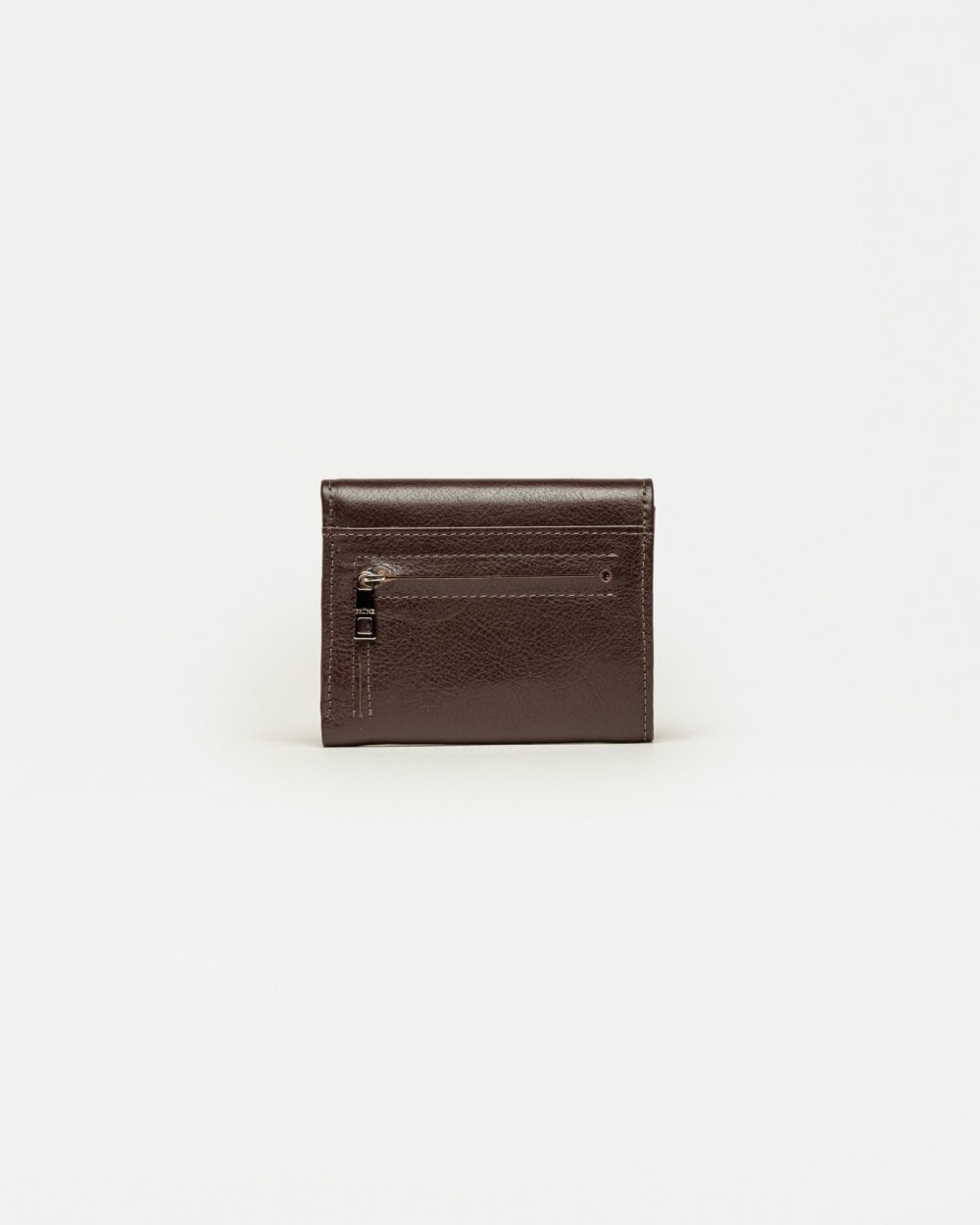 Billetera The Circle en cuero liso Marron