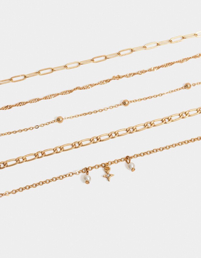 Pulseras Flexibles Sets Multi Cadenas Pulseras Flexibles Sets De Metal - Dorado