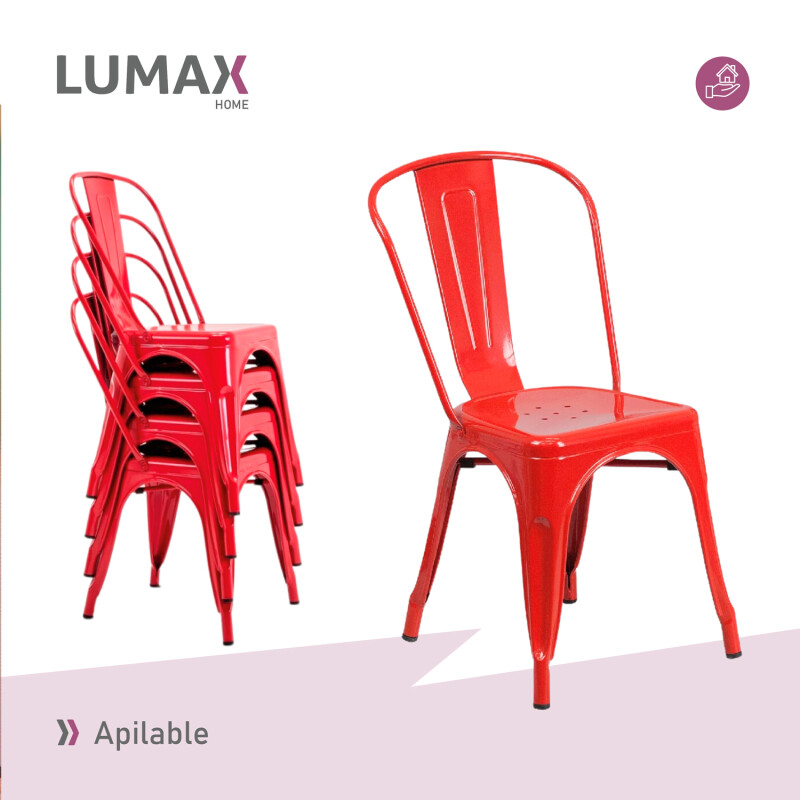 Pack 6 Sillas Tolix Lumax Varios Colores Living Comedor Rojo