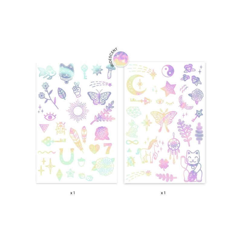 Set x50 Tatuajes removibles para niños Amuletos de la suerte