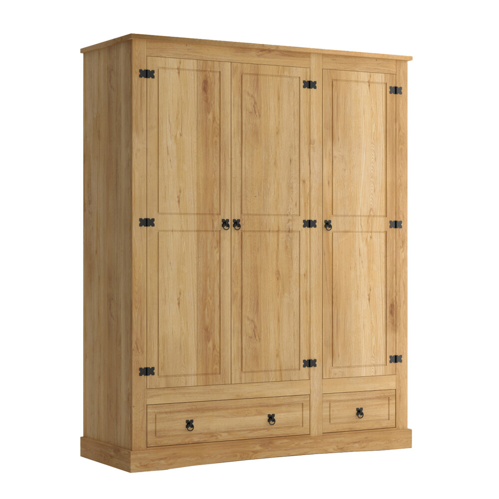 Ropero 3 Puertas - Madera Maciza Natural