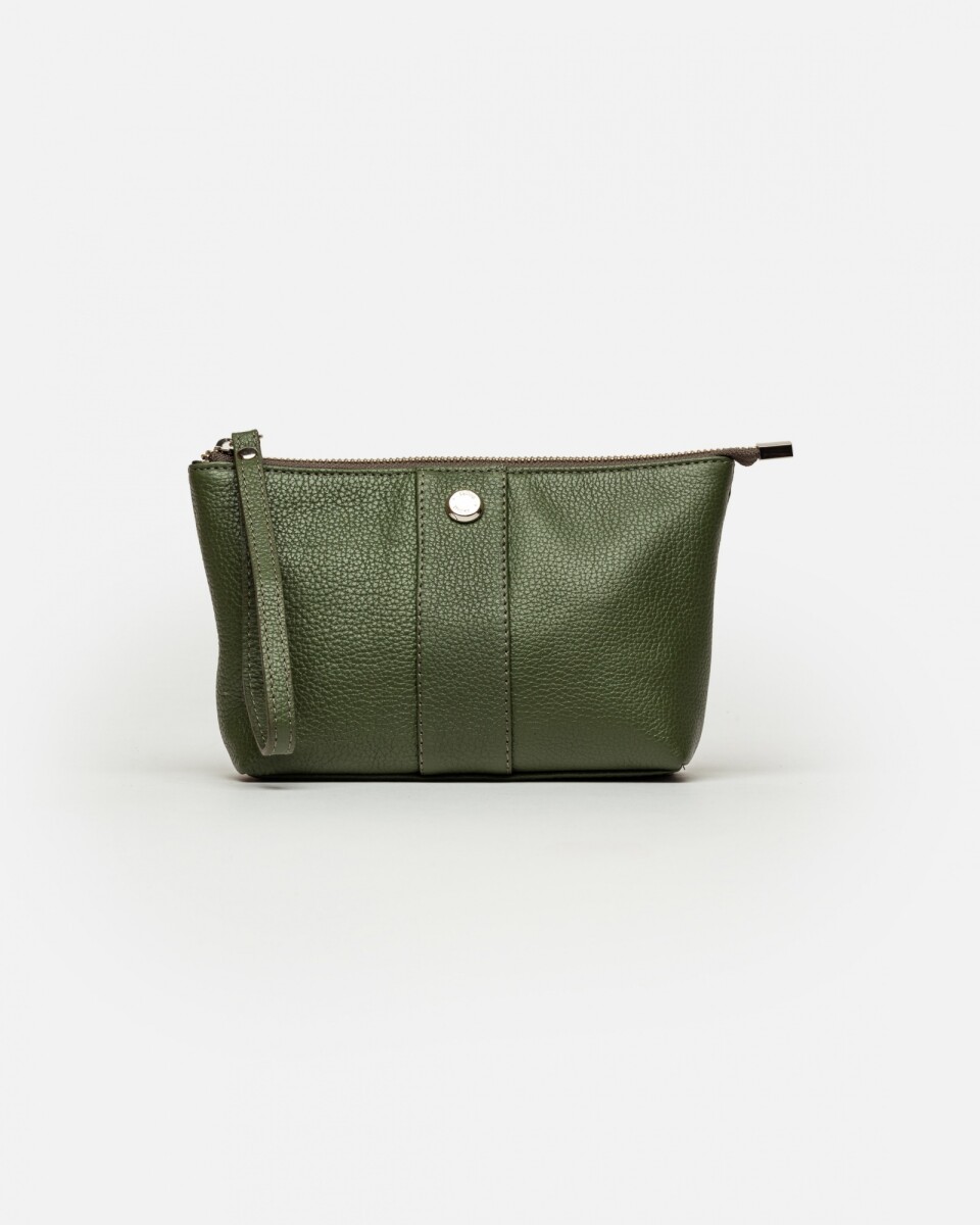 Porta Cosméticos Belle En Cuero Graneado - Verde 