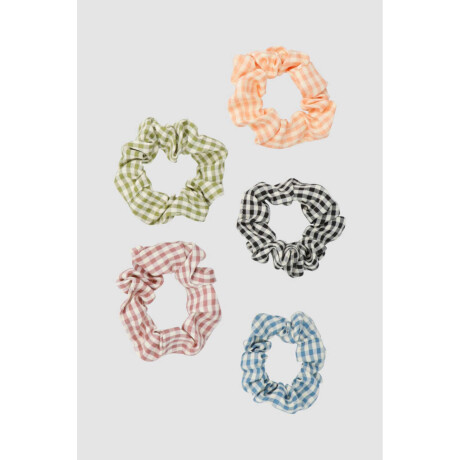 Pack x5 scrunchies cuadrille Variante unica
