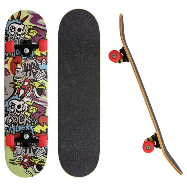 Skate Madera 7 Capas Con Lija Antideslizante Profesional Variante Diseño Calaveras