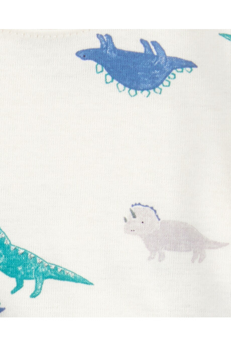 Set tres piezas de algodón, short, remera henley y body, diseño dinos Sin color