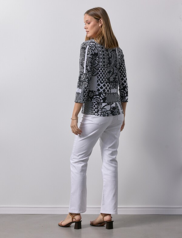 Blusa Printed NEGRO/BLANCO