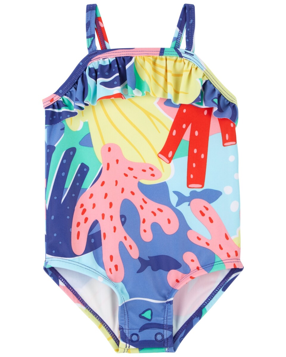 Malla de baño una pieza con protección UPF 50+ diseño coral 