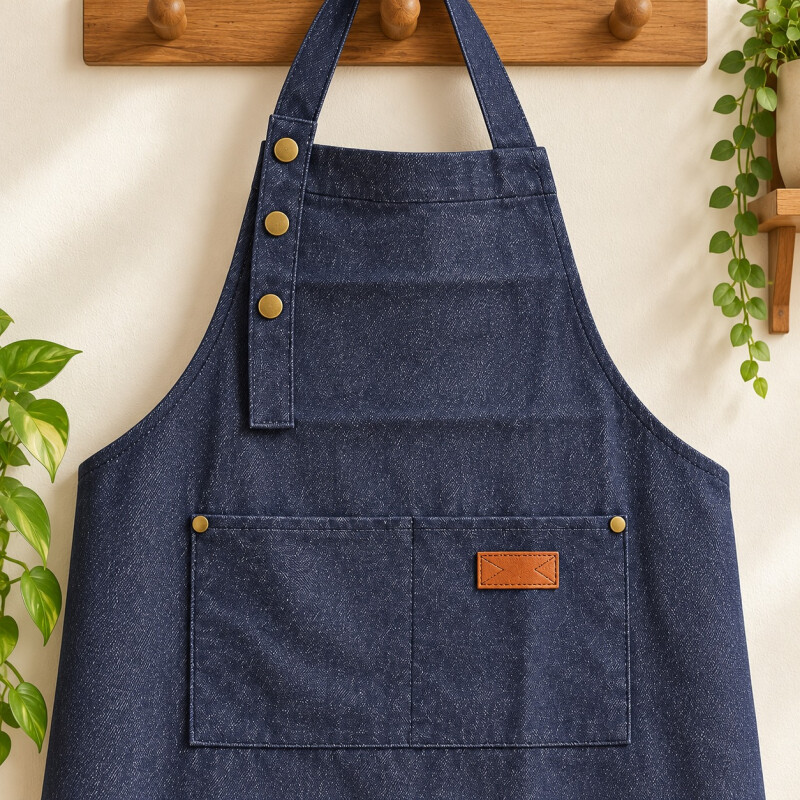 Delantal de Cocina Tela Denim Fino con Bolsillo Delantal de Cocina Tela Denim Fino con Bolsillo