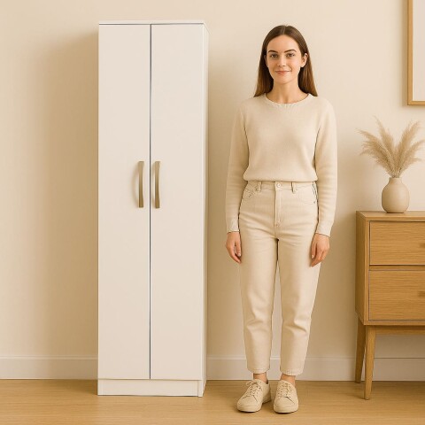 Armario Ropero Multiuso 2 Puertas 170 x 46,2 x 28,5 cm - MDP - Blanco Armario Ropero Multiuso 2 Puertas 170 x 46,2 x 28,5 cm - MDP - Blanco
