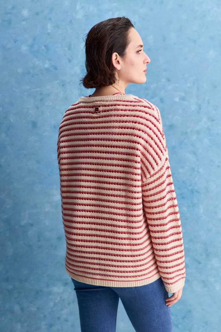SWEATER IRENE Blanco/Rojo