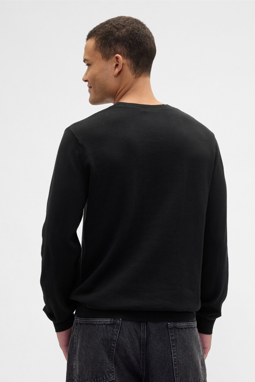 Buzo Algodón Cuello Redondo Hombre True Black