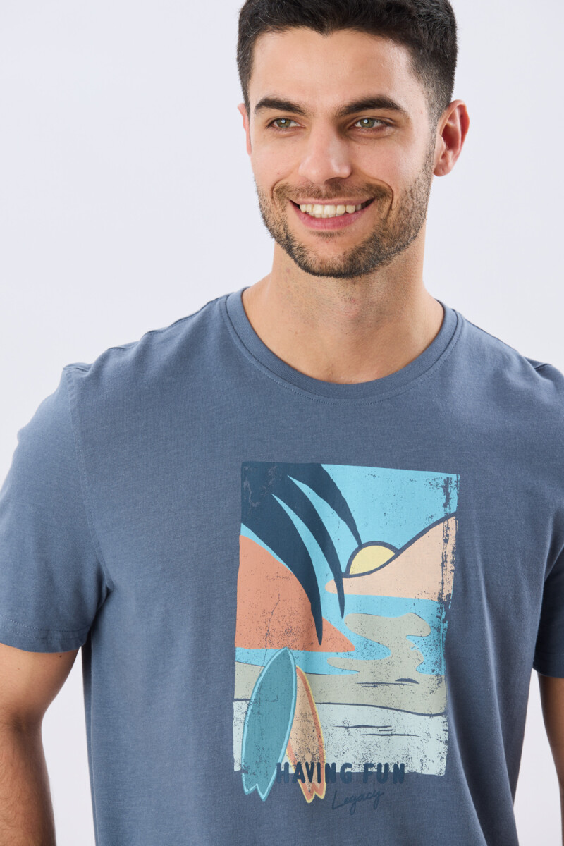 REMERA ESTAMPADA DE ALGODÓN - Piedra 