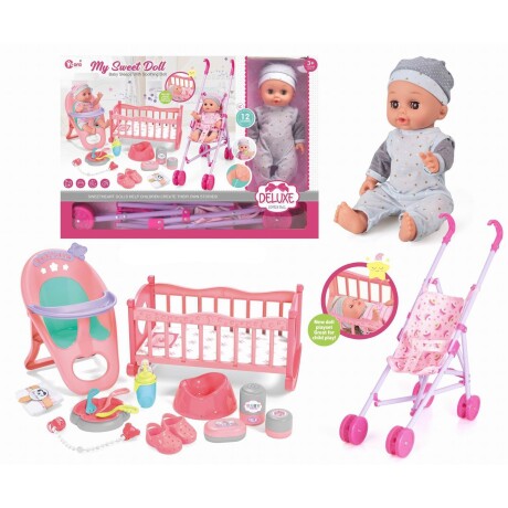 Muñeca Bebote B91092 con Sonido Cochecito Silla y Cuna 001
