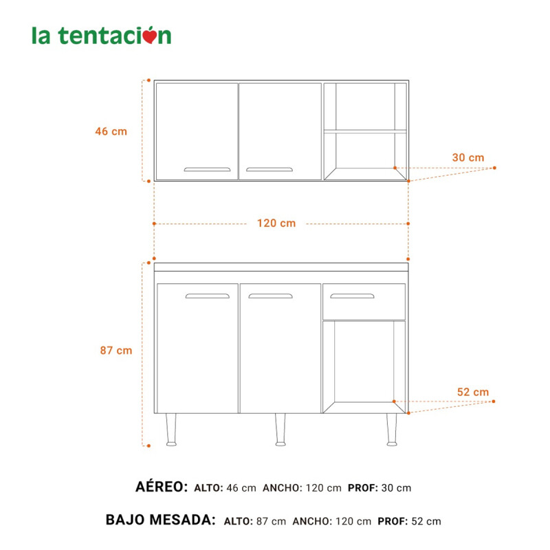 Bajo Mesada + Mueble Aéreo De Cocina + Pileta Premium ® Bajo Mesada + Mueble Aéreo De Cocina + Pileta Premium ®