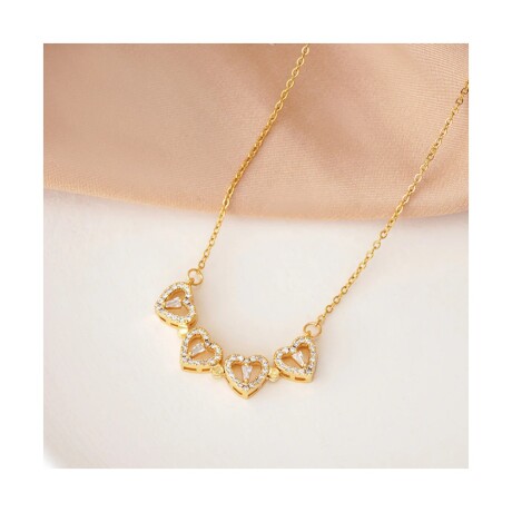 COLLAR TREBOL DE CORAZONES DORADO MAGNETICO DORADO
