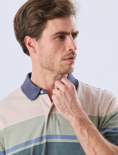REMERA POLO RAYADA JERSEY Beige