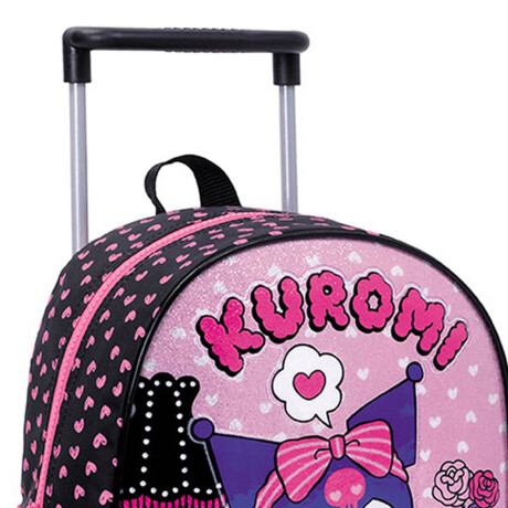 Mochila Infantil Kuromi C/carro 30cm Rueditas Escolar Rosa