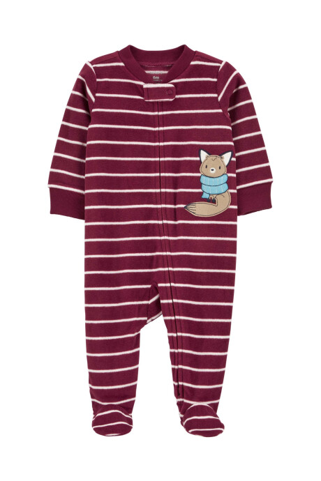 Pijama una pieza de micropolar con pie, estampa zorro Sin color