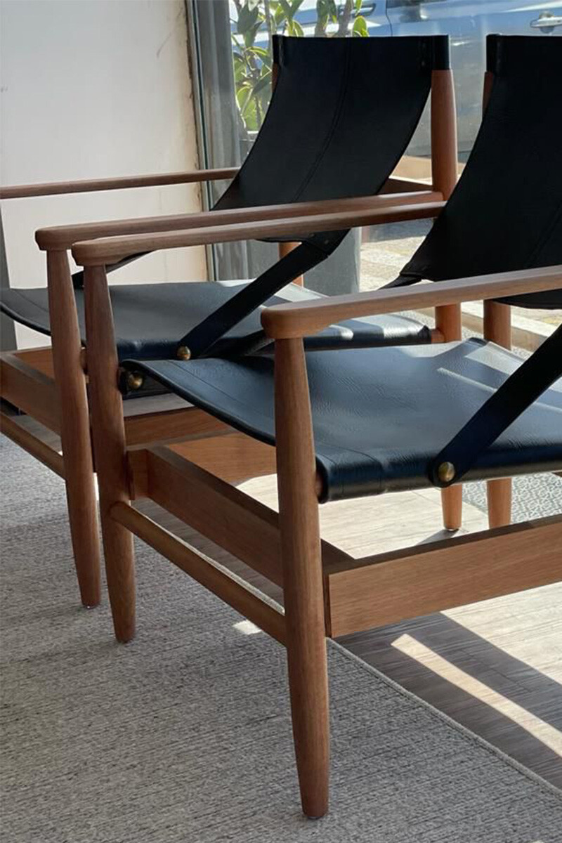 Montana POLTRONA MONTANA IN NATURA Y CUERO NEGRO 75X74X88H CM