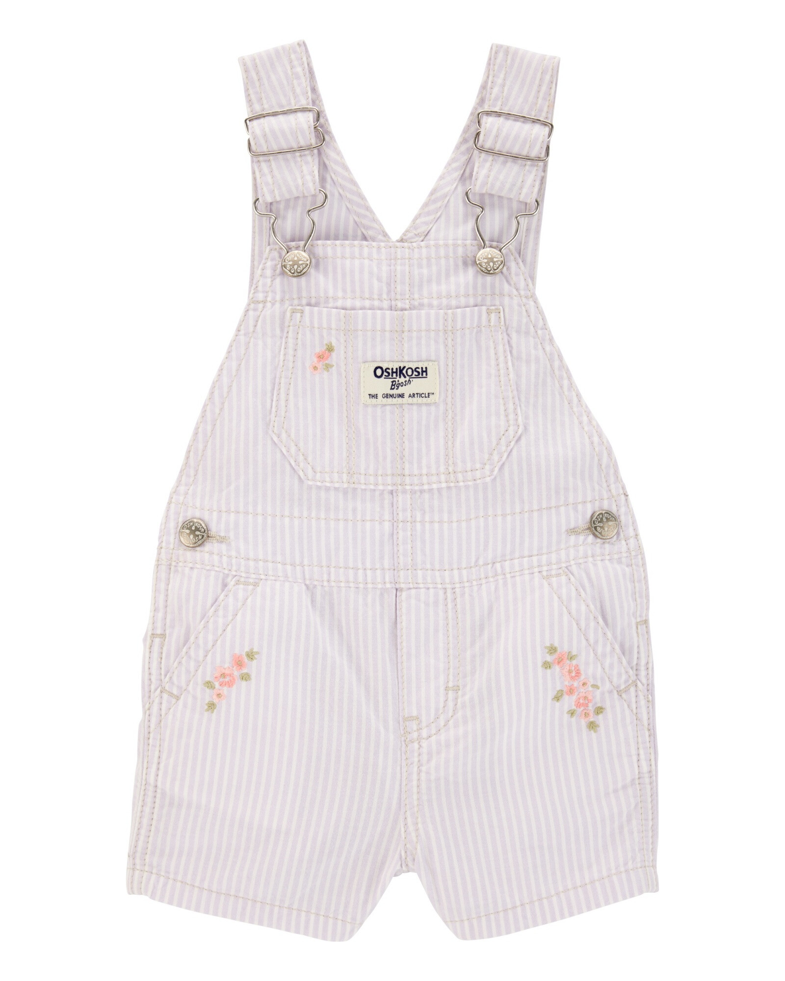 Enterito corto de algodón, diseño a rayas, con bordado floral Enterito corto de algodón, diseño a rayas, con bordado floral