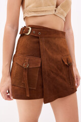 Falda Sur Leather Marron