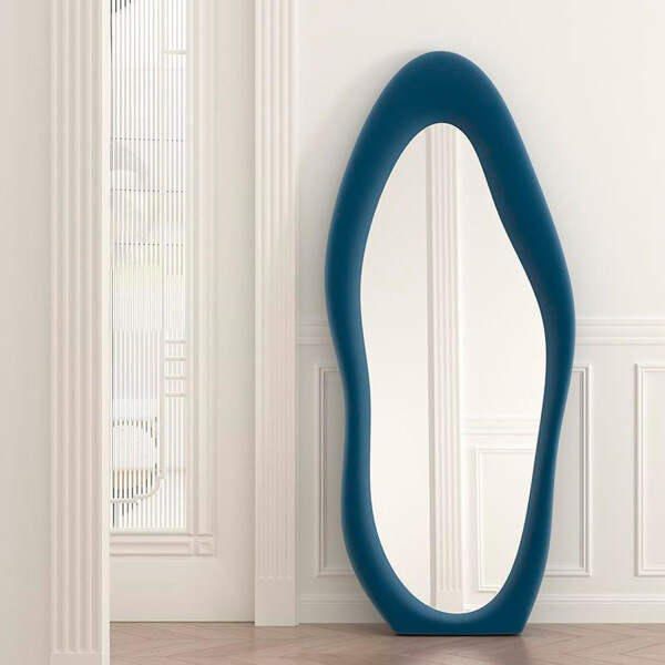 Espejo Mango, Cuerpo Entero, Forma Irregular AZUL
