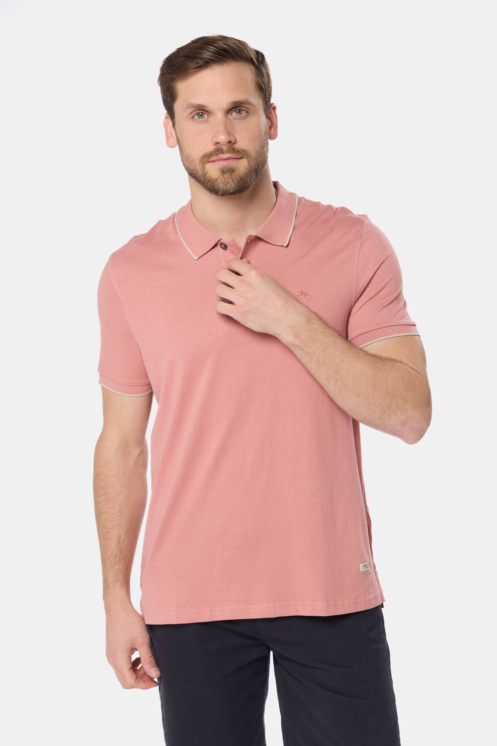 REMERA POLO JERSEY RAYADA Coral