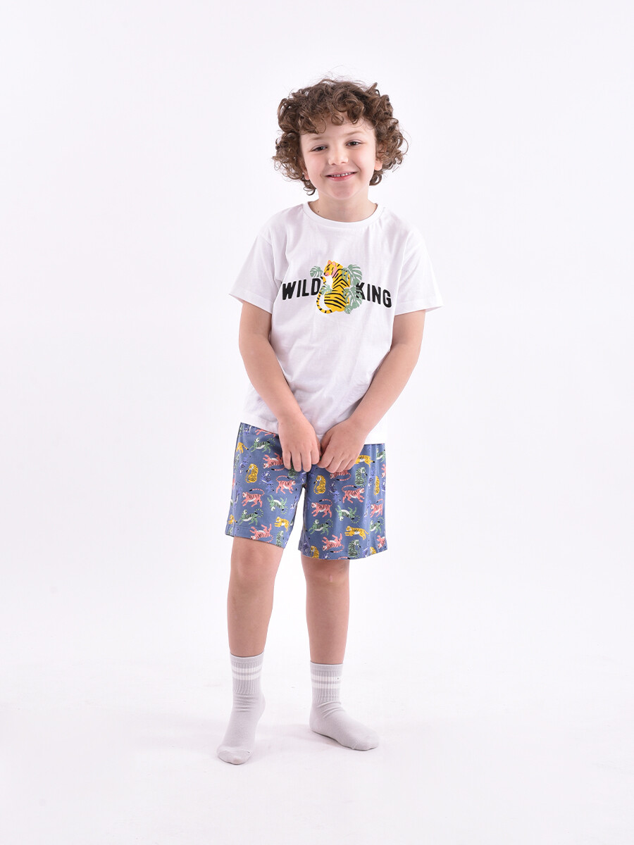 PIJAMA WILD KING REMERA + SHORT - ESTAMPADO 1 