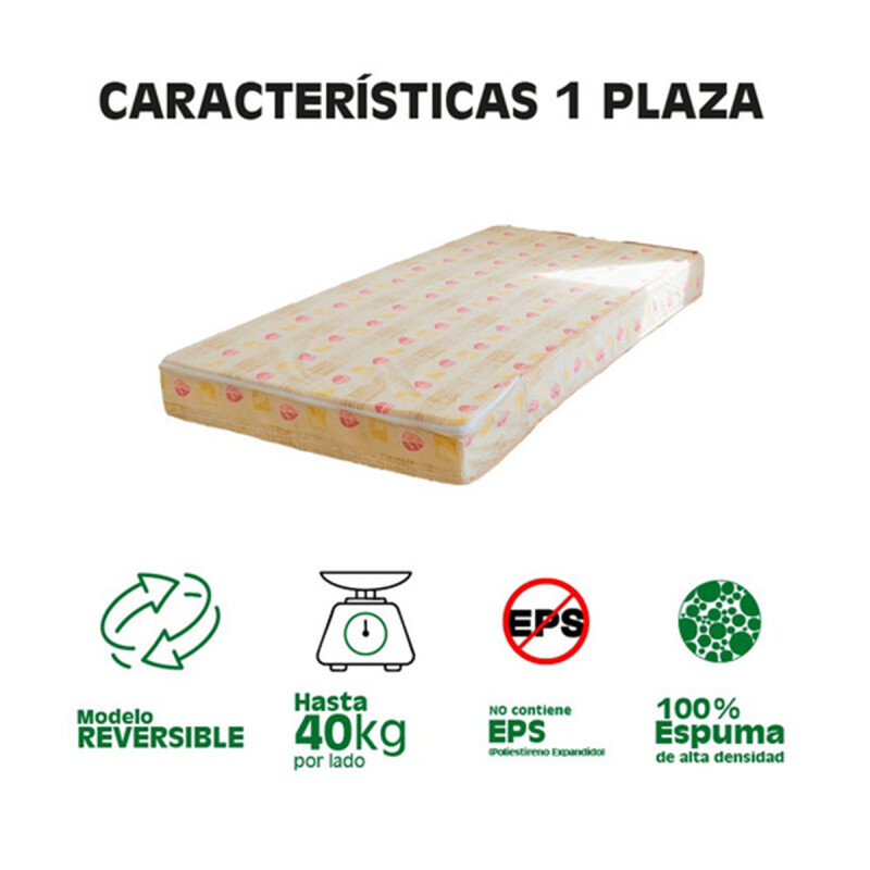 Colchón Ltc Espuma 1 Plaza 80x185x15 Beige Colchón Ltc Espuma 1 Plaza 80x185x15 Beige