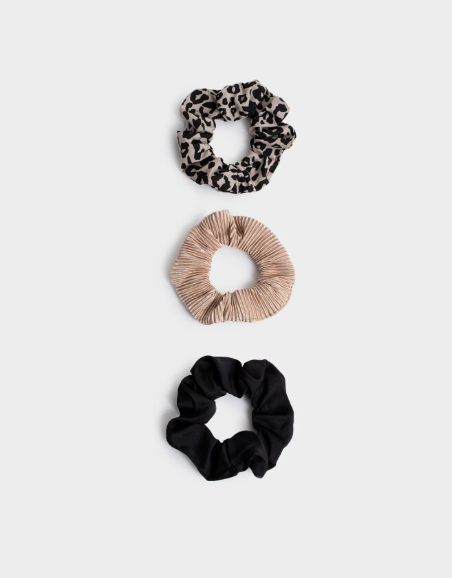 Skunzies Set por 3 Set De Scrunchies Satén - Combinacion Tricolor