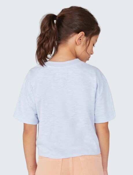 BLUSA INFANTIL CON LAZO CELESTE