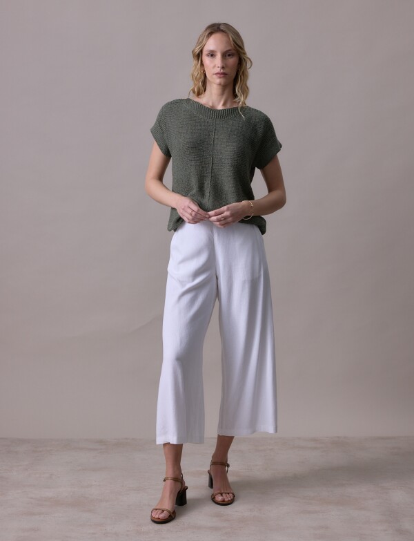 Pantalon Lino Crop CRUDO