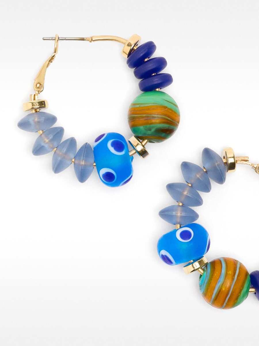 Aros Con Cuentas De Vidrio multicolor