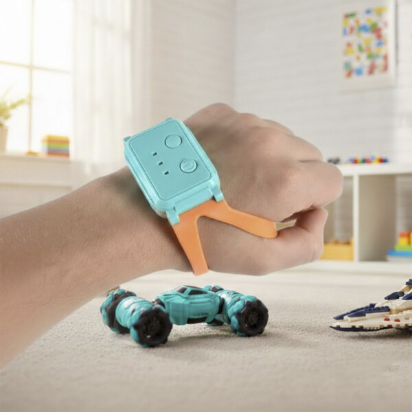 Auto Control Remoto 360° Acrobático Control + Brazalete Celeste