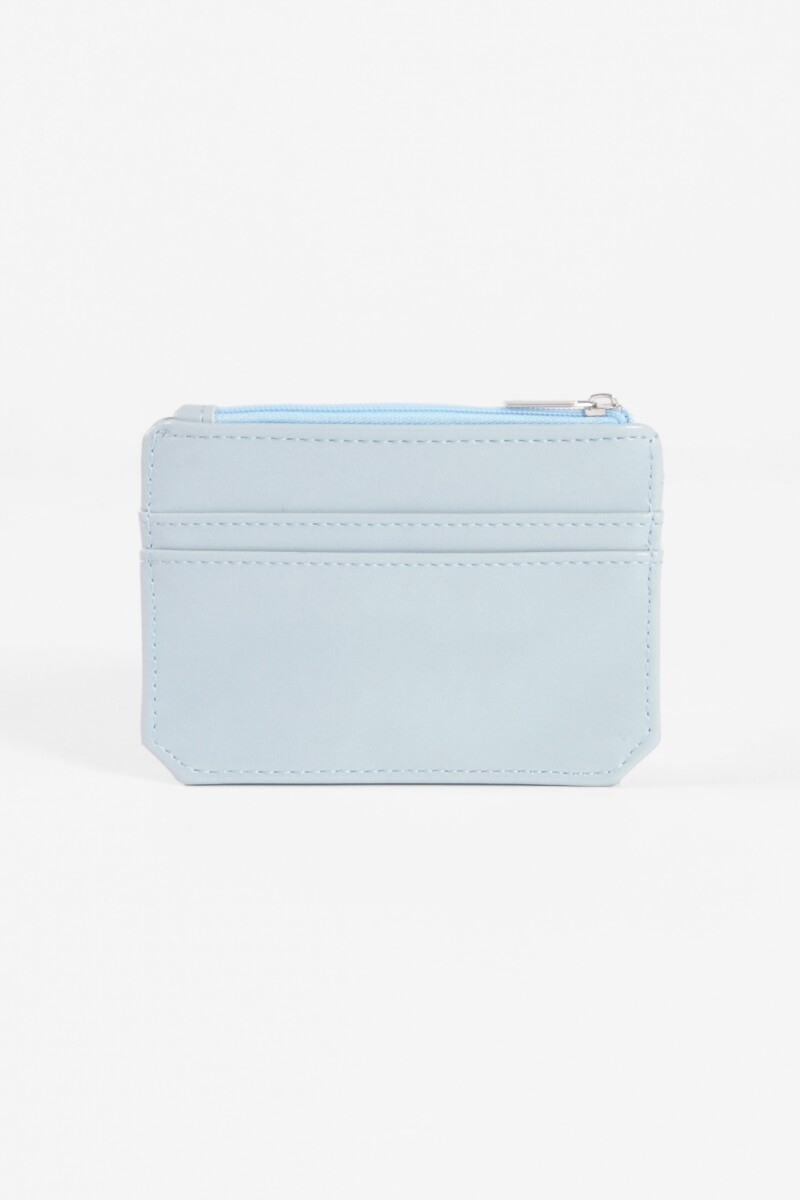 Tarjetero flap monedero celeste