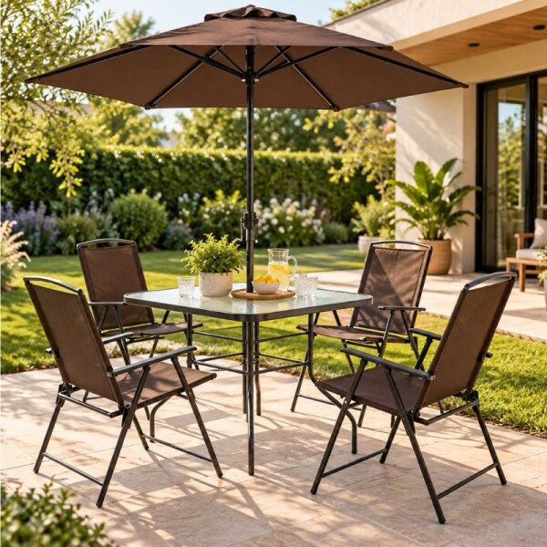 SET DE JARDIN MENORCA - 4 SILLAS + MESA + SOMBRILLA SET DE JARDIN MENORCA - 4 SILLAS + MESA + SOMBRILLA
