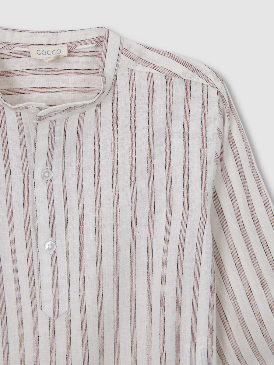 Camisa Rayas Marsala Blanco