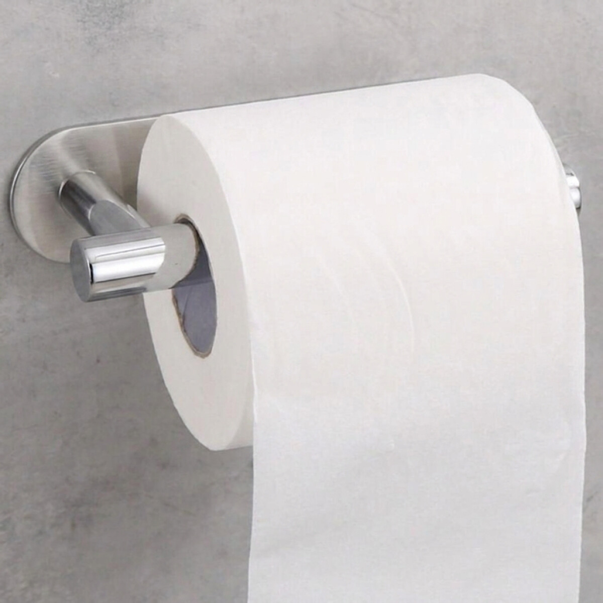 Portarollo papel higiénico adhesivo para baño plateado 