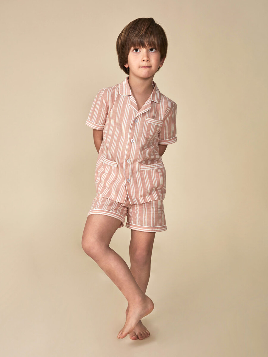 Pijama Corto Con Rayas Bicolor Nude