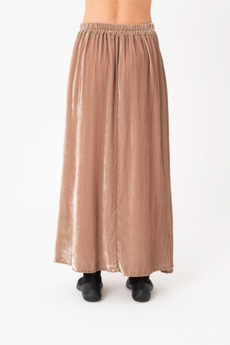FALDA LARGA EN VELVET Beige