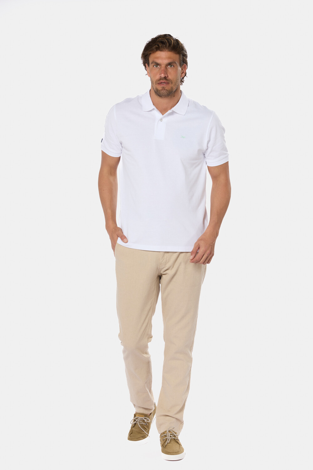 PANTALÓN DE LINO CON CINTURA ELASTIZADA Beige