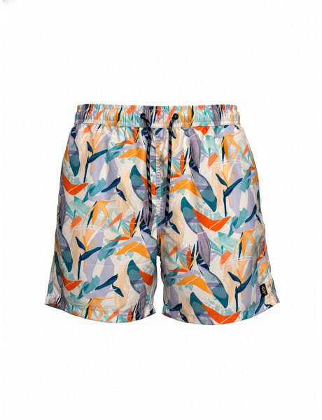 Short de baño estampado blanco