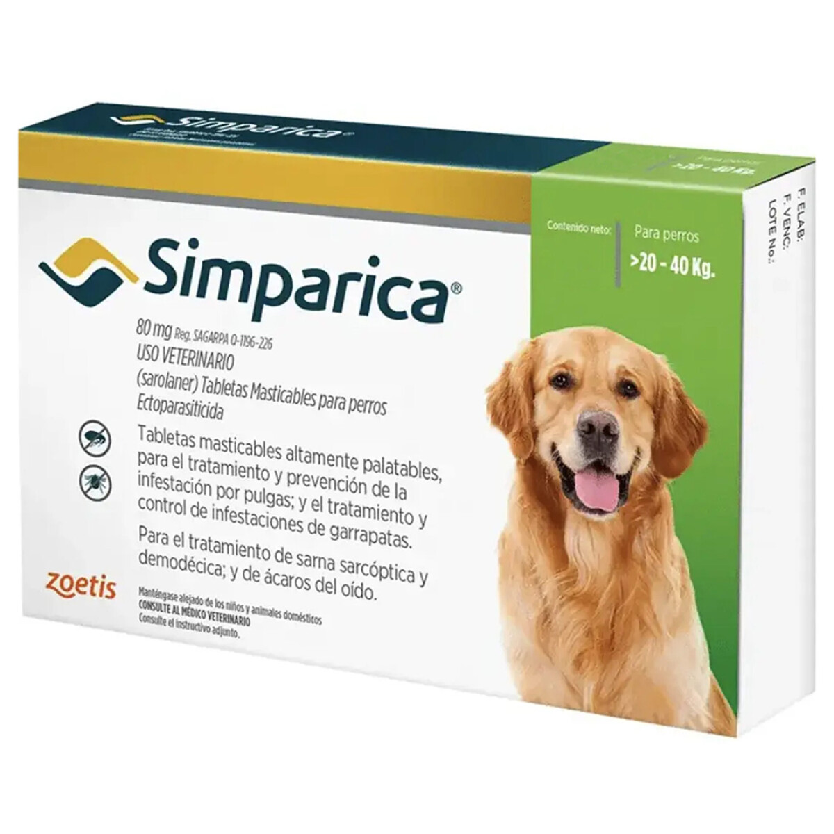Simparica Caja 3 comprimidos - 20 a 40 kgs 
