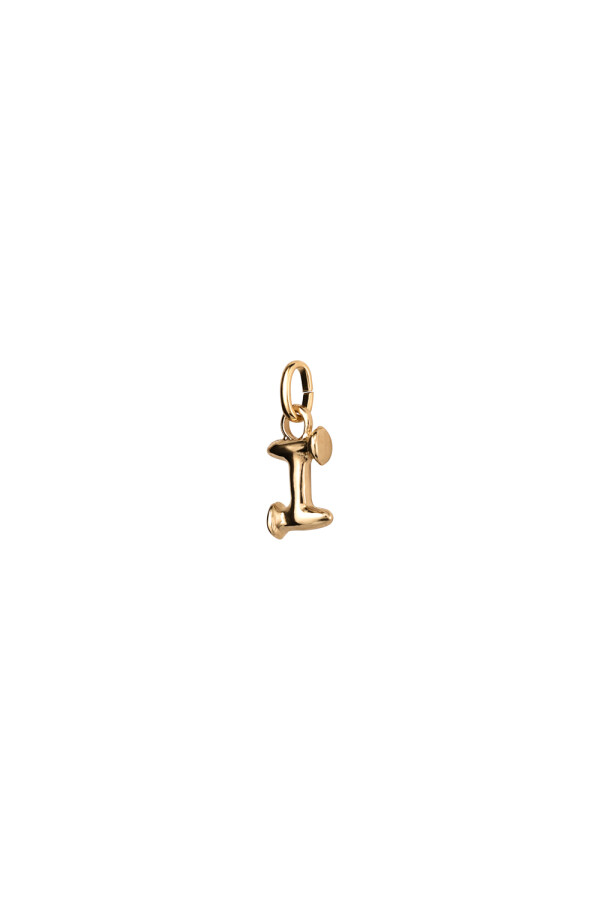CHARM DE ALEACION DE METALES BAÑADO EN ORO DE 18 K CON FORMA DE LETRA I CON ARGOLLA Charm