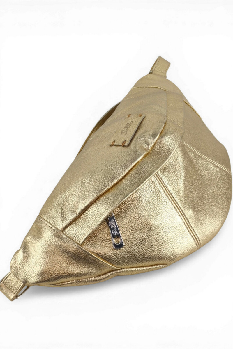 Riñonera Grande de Cuero Dorado