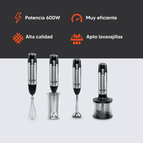 Mixer Con Accesorios Muse Ms-05 Hb 600w MIXER MUSE MS05HB ACCESORIOS ACERO