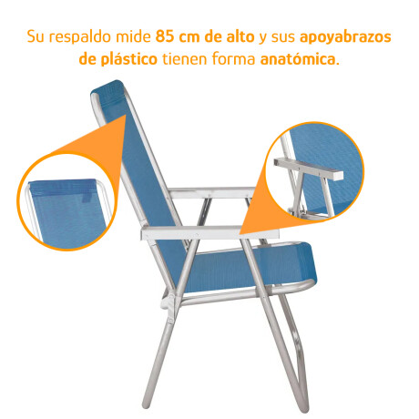 Kit 2 Reposeras Altas Plegables Aluminio Conforto Total Mor Azul