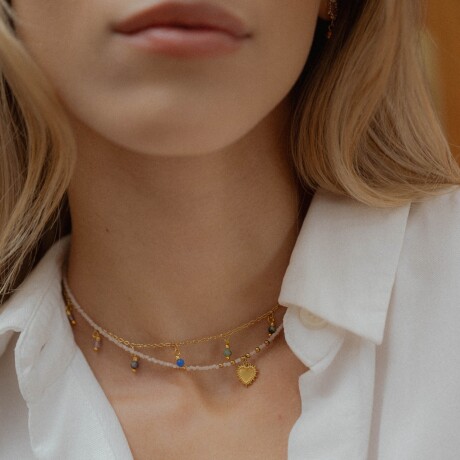 Collar ROSA en acero y piedras naturales Collar ROSA en acero y piedras naturales