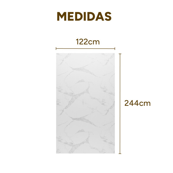 Placa PVC Símil Mármol 2,44x1,22m 3mm Pack X3 Mármol Blanco Gris Claro 3